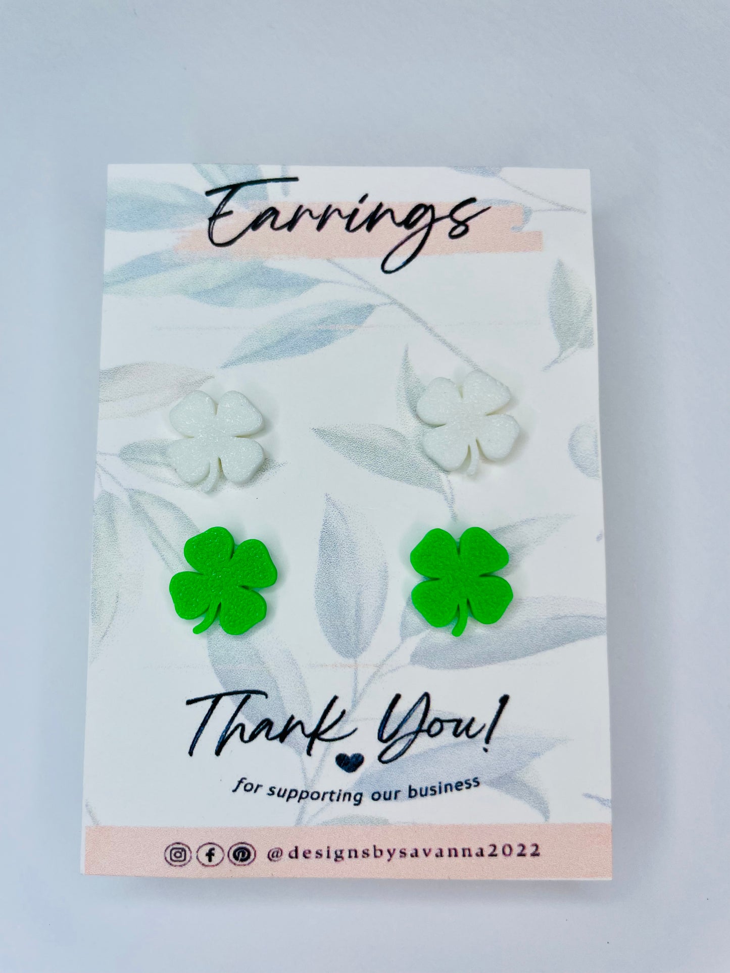 3D Printed 4 Leaf Clover Earrings