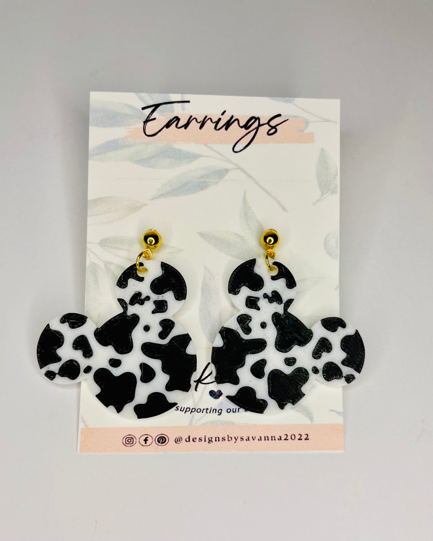 3D Printed Mouse Cow Earrings